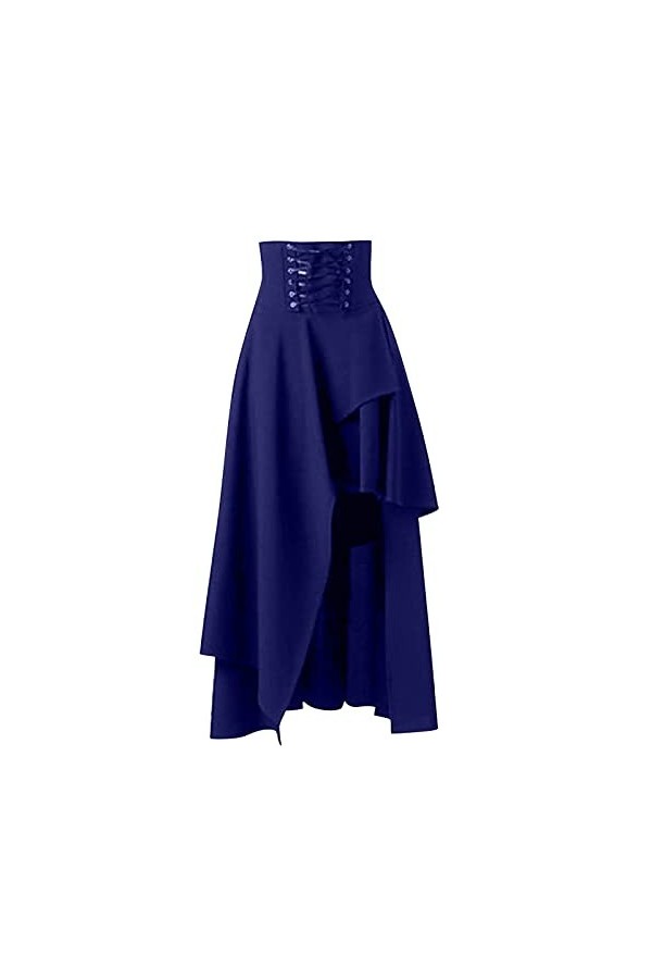 Vêtements médiévaux pour femme - Jupe steampunk noire Lolita - Taille haute - Jupe de marche avec volants - Costume dHallowe