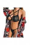 MODSGUE Y Body Bikini en dentelle sexy avec string et string ouvert, Noir , M