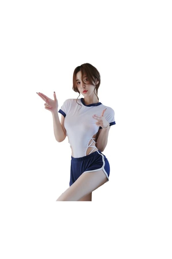 LureZone Uniformes décolières japonaises pour femme - Cosplay - Vêtements de sport sexy 2624 bleu 