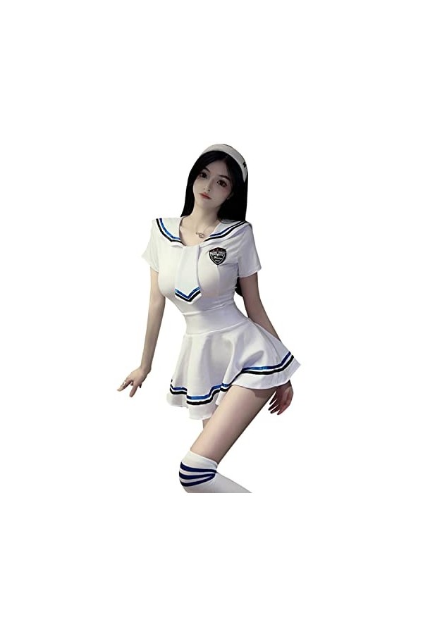 LureZone Uniformes décolières japonaises pour femme - Cosplay - Vêtements de sport sexy 2624 bleu 