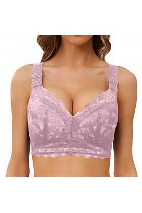 Zannycn Bralette Soutien-gorge dallaitement sans armatures pour femme - Solide - Grande taille, Rose, 105D