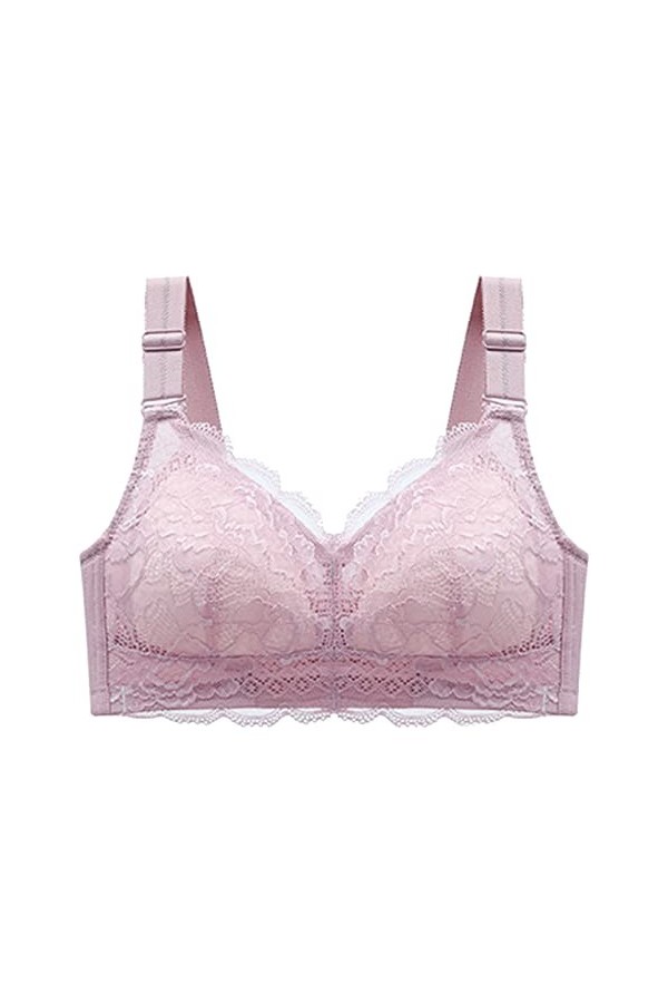 Zannycn Bralette Soutien-gorge dallaitement sans armatures pour femme - Solide - Grande taille, Rose, 105D