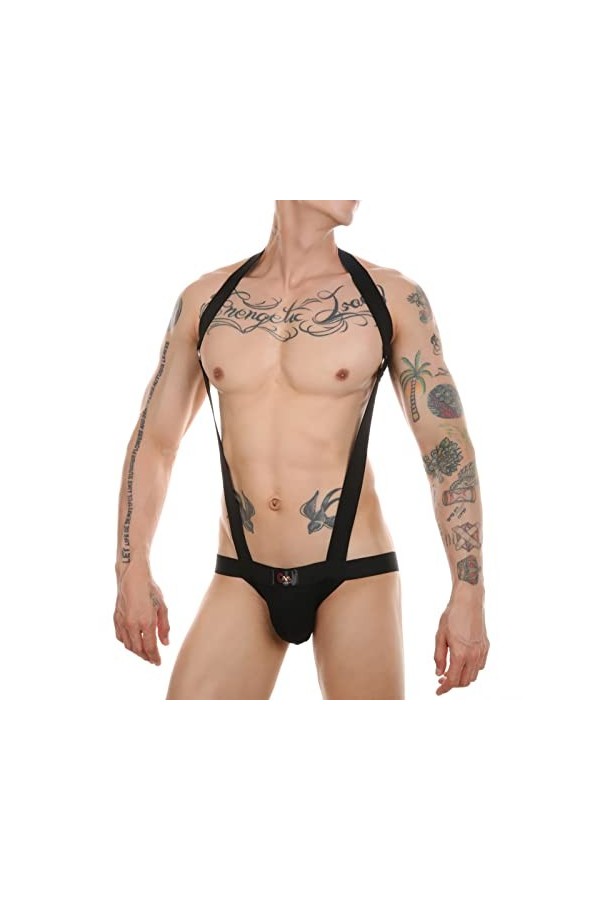 chiphop Vestes Kimono Vêtements de sexe pour hommes cou anneau de fer tout en un sous-vêtements bretelles dos slips de sexe v