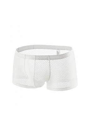 Slip sexy respirant pour homme - Boxer en maille - Pour jeu de rôle - Lingerie sexy, blanc, Large