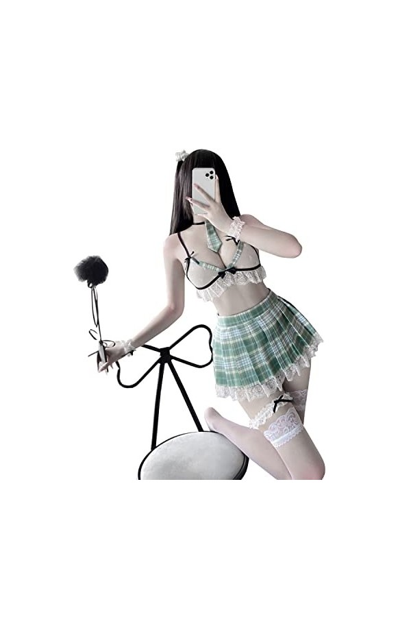 LureZone Uniforme décolière japonaise sexy avec mini chemise et jupe plissée 2567-1 noir 