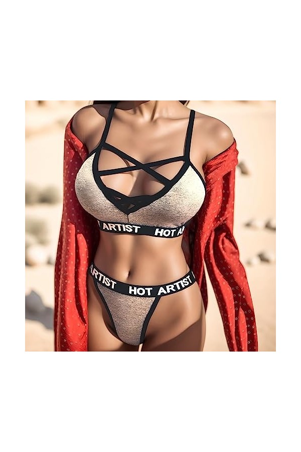 Zannycn Ensemble de lingerie sexy pour femme - Ensemble licol - Tenue sexuelle - Ensemble de sous-vêtements pour femme - Sout