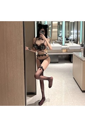 LureZone Lingerie de soubrette française, tenue sexy pour jeux de rôle japonais, nuisette Lolita 2511black 