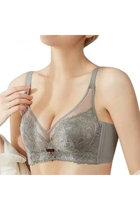 HANXIULIN Soutien-gorge pour femme - En coton - Sans rembourrage - Avec dentelle florale découpée - Soutien-gorge sans armatu