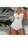 liaddkv Chemises de nuit sexy pour femmes Col en V profond Bordure en dentelle Vêtements de nuit taille haute Lingerie Plus, 