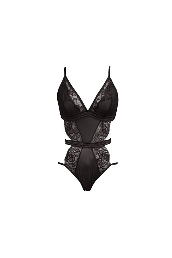 liaddkv Dentelle V Teddy une pièce Deeply Sexy Bébé Poupée Femme Costume Sexy Noël Lingerie, Noir , L