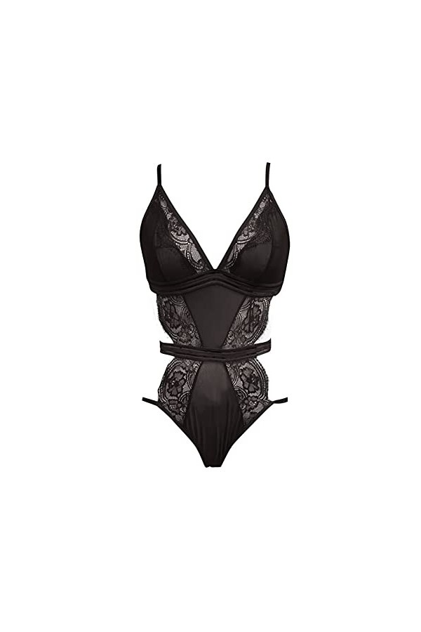 liaddkv Dentelle V Teddy une pièce Deeply Sexy Bébé Poupée Femme Costume Sexy Noël Lingerie, Noir , L