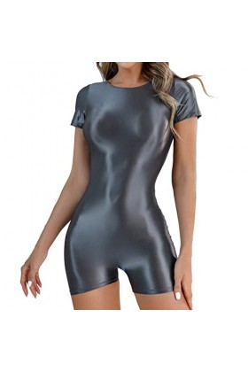 CreoQIJI Robe Femme Brillant Soie Slip Front Sans Coutures Shorts Collants Sexy Lingerie Sexy Lingerie Séduire, gris, XL