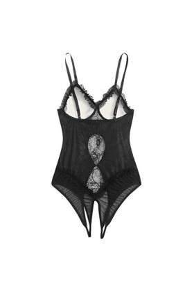 Fulidngzg Bodysuit Femme Sexy Ouvert Mollig Lingerie Tenue Babydoll Grandes Tailles Élégant Body Sous-vêtements Filet SM Ling