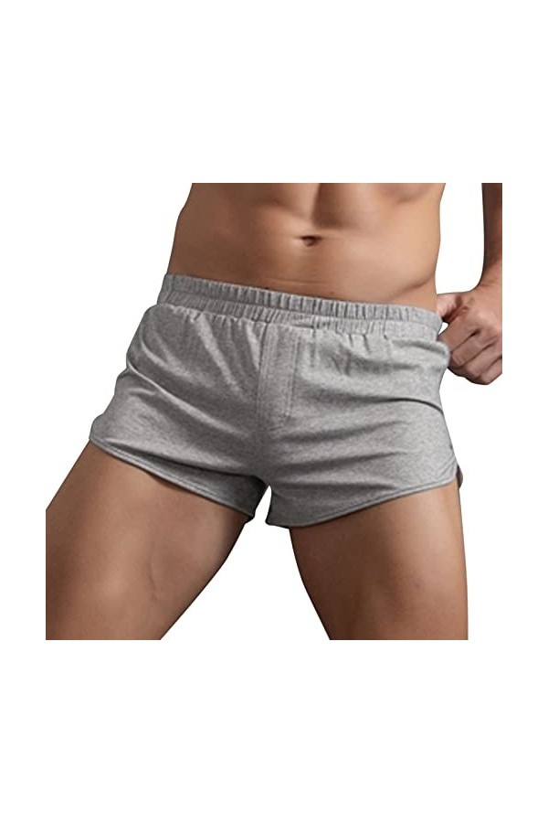 YANFJHV Hommes Été Solide Couleur Coton Pantalon Élastique Séchage Rapide Occasions Sport Course Droit Pantalons Sous-vêtemen