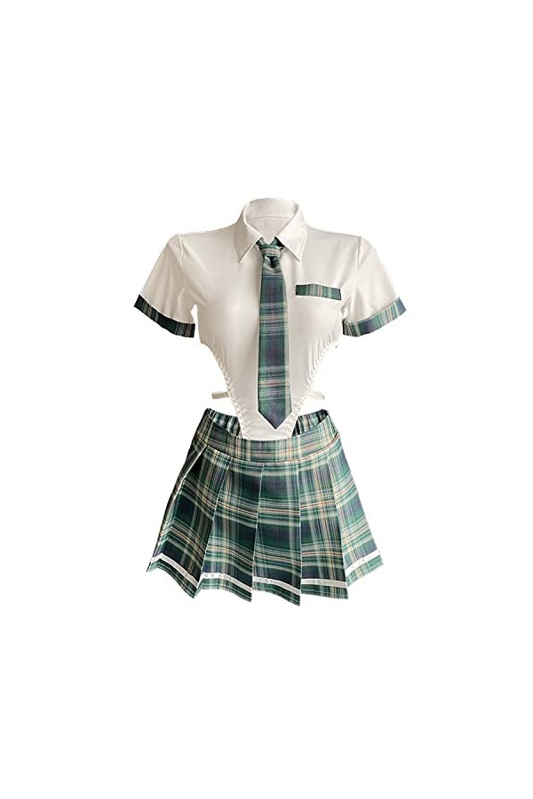 LureZone Costume de princesse japonaise mignon et sexy pour jeux de rôle - Robe JK japonaise sexy 2715 vert 