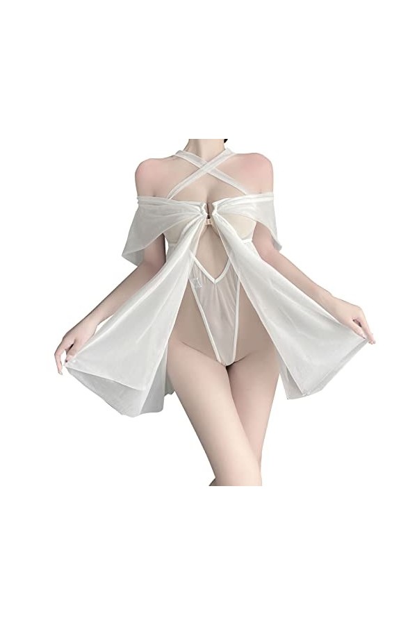 Lingerie Femme Sexy Ensemble Homme Sexy Hot y28.k Lingerie Sexy pour Femmes translucide Couleur Unie Douce Robe Costume Strin