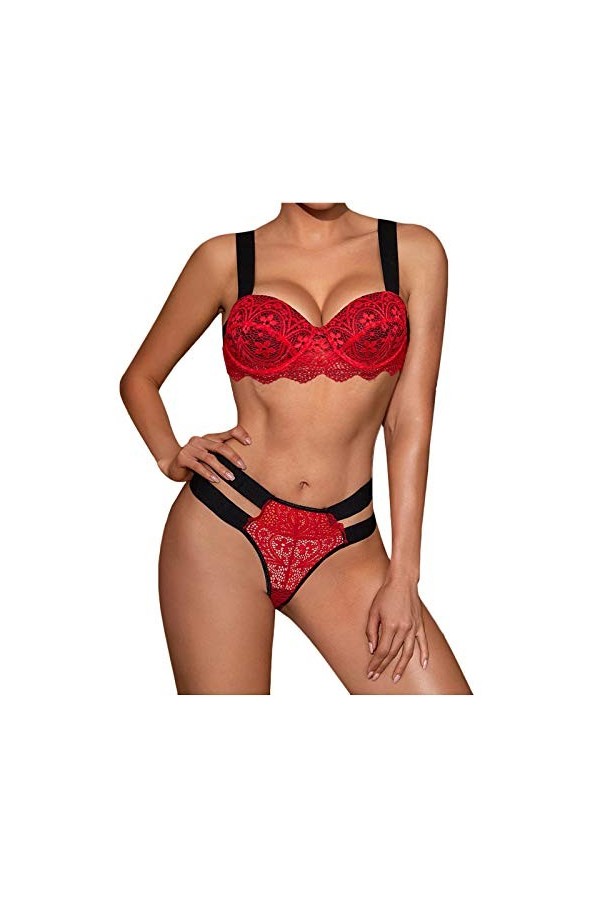 Femme Vêtements De Nuit Sexy sous-Vetements Dentelle Lingerie Sexy Ensemble 2 Pièce Ensemble Soutien Gorge et String Erotique