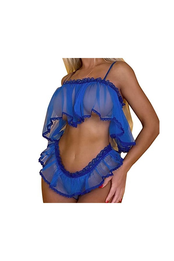 Viunychn Lingerie sexy pour femme - Dentelle push-up - Rouge - Dentelle florale - Lingerie sexy - Pour femme - Body pour femm