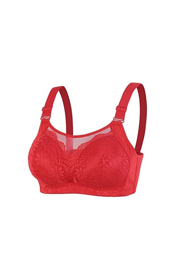 Zannycn Bralette Gorsenia Soutien-gorge dallaitement sans armatures Gros seins Bustier Femme sans armatures, rouge, 42