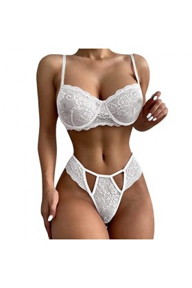 Vêtements De Nuit Femme Dentelle Lingerie Sexy Ensemble Erotique Ensemble Soutien Gorge et String Sexy sous-Vetements 2 Pièce