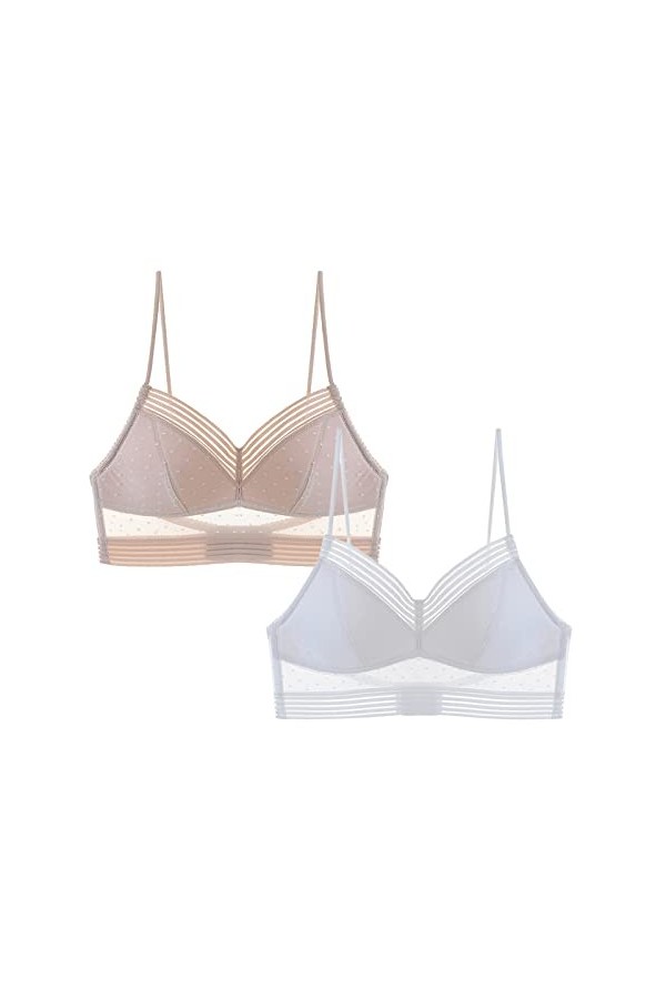 Lingerie Sexy pour Femme 2PCWomens sans Anneau en Acier sous-vêtements français Sexy Dos Ouvert Beau Dos en Forme de U Soutie