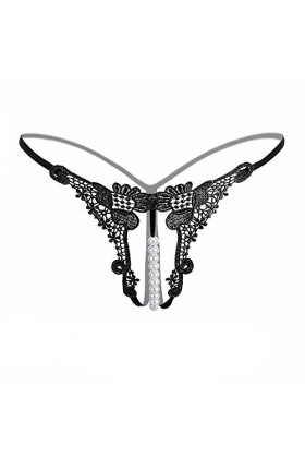 YpingLonk Femmes Sexy G Basse Perle Taille Pendentif V String sous-vêtements Lady String Culottes Combi Lingerie Sexy Black,