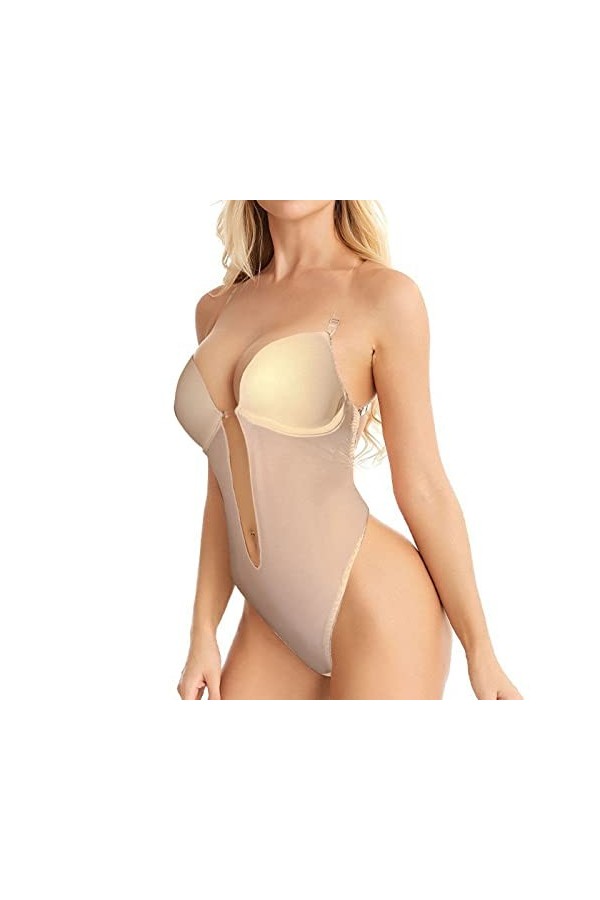 Beauty Backwear Femme Plus Taille Dos Ouvert Soutien-Gorge Intégré Shaper sans Couture Ouvert Entrejambe Bustier Vintage
