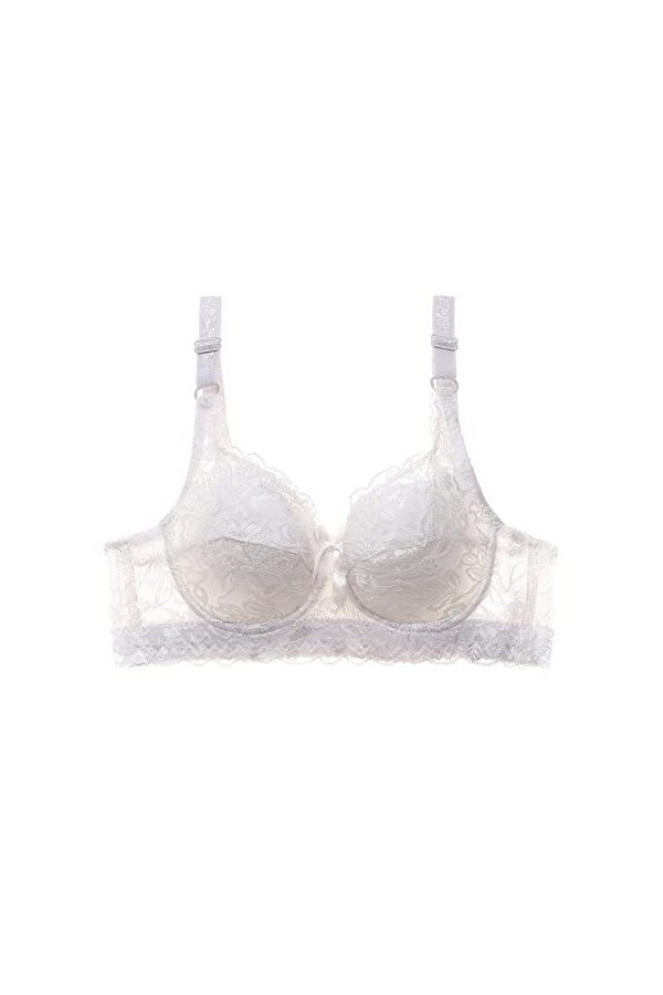 Femmes Sexy Dentelle Ruché Soutien-gorge Bretelles Réglable Poitrine Sous-Vêtements Lingerie Rouge, Blanc., 100B