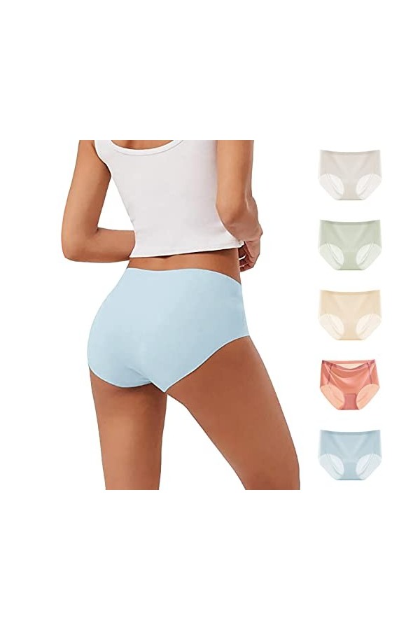 Culotte Femme Haute Tangas Briefs Physiologiques Pur Coton sous-Vêtements Taille Mi-Haute Tangas Coquine Chic Stringthong Tra