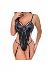 Lingerie 2 pièces Femme Sous-vêtements Sexy Spicy Girl PU Strap Chaîne Sous-vêtements Drôle Ensemble Slip Femme Dentelle Set,