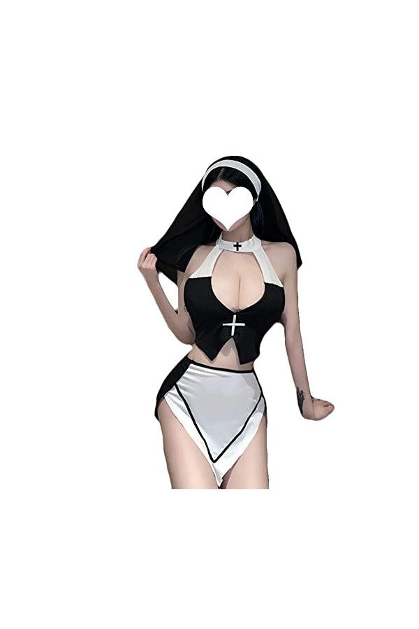 JasmyGirls Nonne Lingerie Sexy Halloween Cosplay Costume Anime Dress Up Maid Tenue Goth Devil Role Play Naughty Succube Set