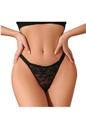 Dorjuli Culotte en dentelle sexy pour femme - Culotte hipster - Taille moyenne - Sous-vêtements transparents - String en dent