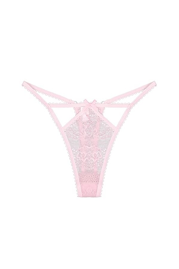Dorjuli G String transparent pour femme - String sexy - Taille moyenne - Sous-vêtements - Sous-vêtements sexy, Rose, L
