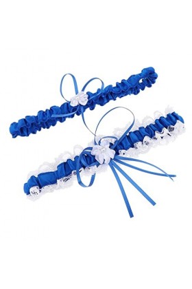 rockible Jarretières de Mariage pour Mariée Extensible Jambes Jarretière Ensemble, Bleu, comme décrit