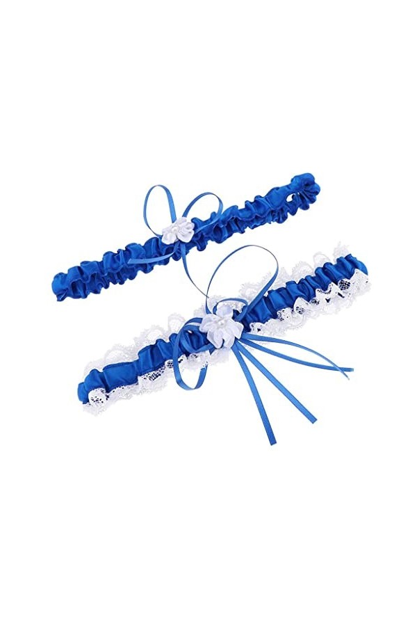 rockible Jarretières de Mariage pour Mariée Extensible Jambes Jarretière Ensemble, Bleu, comme décrit