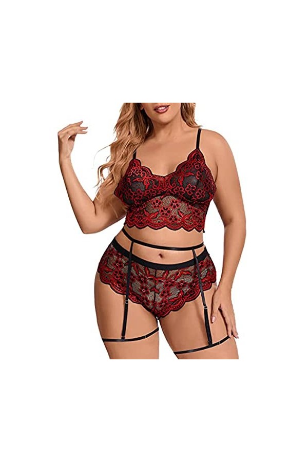 MODSGUE Ensembles de lingerie pour femmes Perspective en dentelle Lingerie sexy Soutien-gorge érotique et culottes Cosplay Br