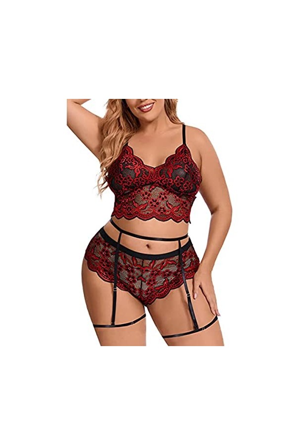 MODSGUE Ensembles de lingerie pour femmes Perspective en dentelle Lingerie sexy Soutien-gorge érotique et culottes Cosplay Br
