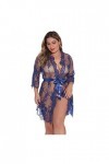 liaddkv Femmes Sexy Lingerie Deep V Teddy Vêtements de Nuit avec Culotte Femme Lingerie Femme Enceinte, Marine, XXL