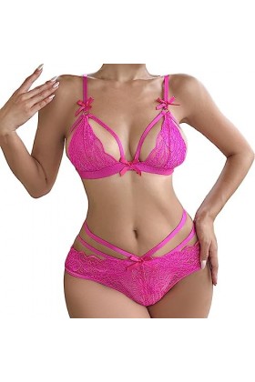 Rose Combinaison Femme Dentelle Sexy Bretelles et Lingerie Drôle Rouge Body 92, Rouge pastèque, S