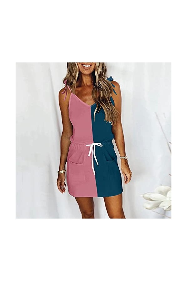 Robe Portefeuille Midi Décontractée Strap Open Back Sexy Print DressImitation Cotton Pull Framework il y a Une Corde Autour d