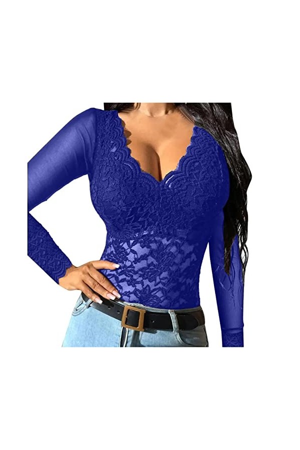 Lingerie Sexy Femme Body et Combinaison Chemise Femme Sexy Chemise en Dentelle Voir à Travers Casual Slim Fit Tops Sheer Mesh