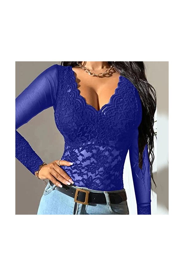 Lingerie Sexy Femme Body et Combinaison Chemise Femme Sexy Chemise en Dentelle Voir à Travers Casual Slim Fit Tops Sheer Mesh