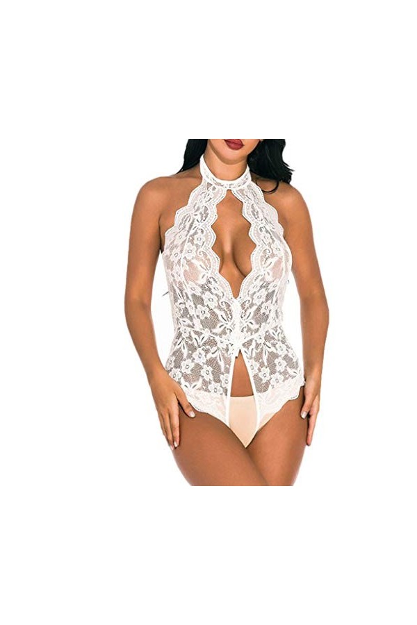 Bodys Sexy Femmes Une Pièce Babydoll Corset Haut Bretelles Soutien-Gorge Pyjamas sans Entrejambe Nuisette Teddy Profonde Erot