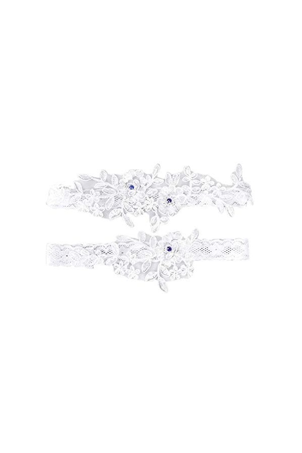 Lidahaotin 2Pcs / Set Femmes Filles Mariage Dentelle Jarretière Fleur Jarretelle Ensemble Bride Florale Bague Jambe