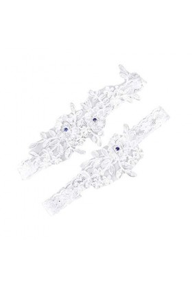 Lidahaotin 2Pcs / Set Femmes Filles Mariage Dentelle Jarretière Fleur Jarretelle Ensemble Bride Florale Bague Jambe