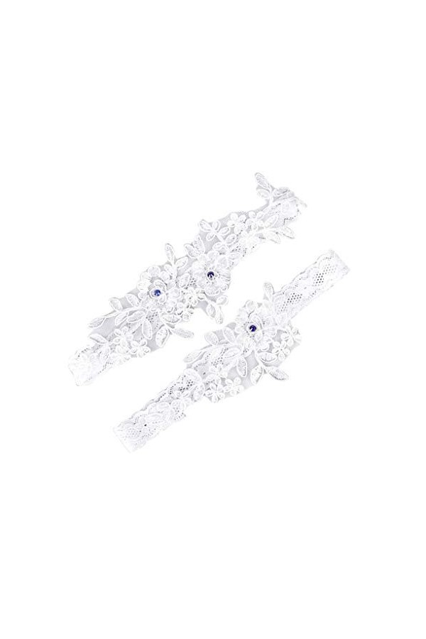 Lidahaotin 2Pcs / Set Femmes Filles Mariage Dentelle Jarretière Fleur Jarretelle Ensemble Bride Florale Bague Jambe