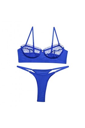 Zannycn Ensemble de lingerie sexy pour femme - Ensemble de lingerie sexy en dentelle - Soutien-gorge et culotte érotiques - E