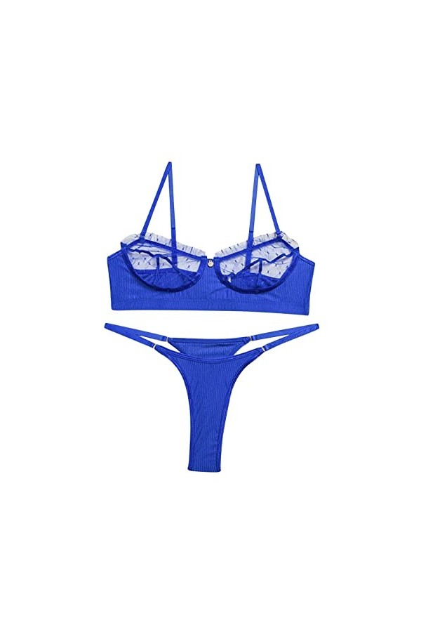 Zannycn Ensemble de lingerie sexy pour femme - Ensemble de lingerie sexy en dentelle - Soutien-gorge et culotte érotiques - E