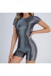 CreoQIJI Robe Femme Brillant Soie Slip Front Sans Coutures Shorts Collants Sexy Lingerie Sexy Lingerie Séduire, gris, M