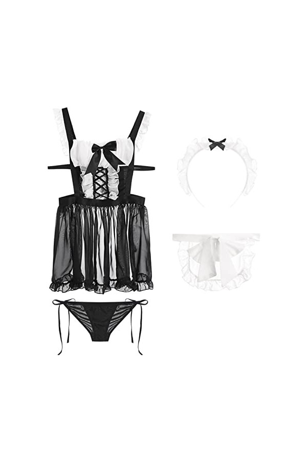LDZYXY Femmes sexy Maid costume pyjama mignon uniforme sexy pyjama costume passion cosplay lingerie set